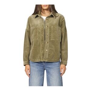 1927. DEAR JOHN OLIVE GREEN IN COLOR‎ BUTTON UP JACKET SIZE SMALL POCKETS COLLAR